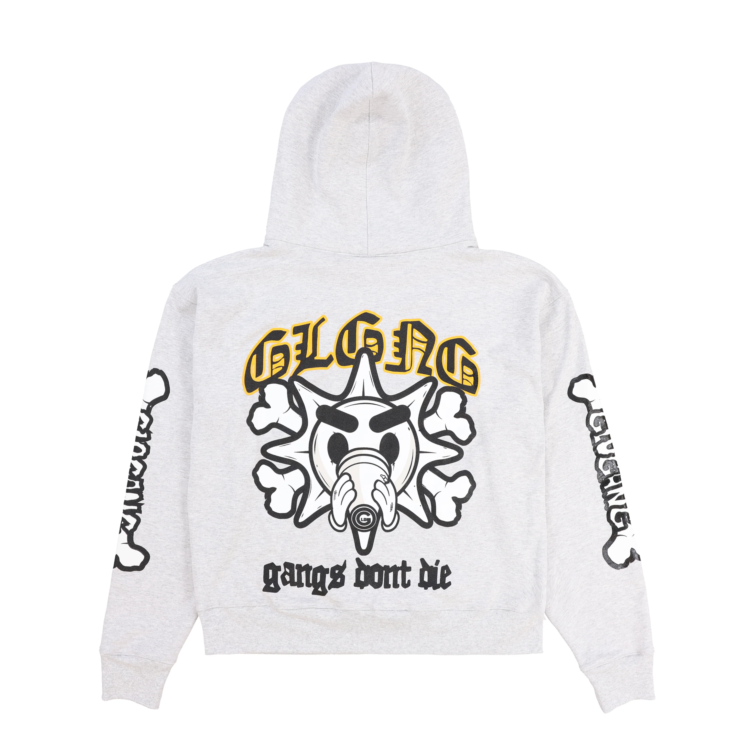 Gangs Don't Die Bones Hoodie (Heather Grey) - Image 2