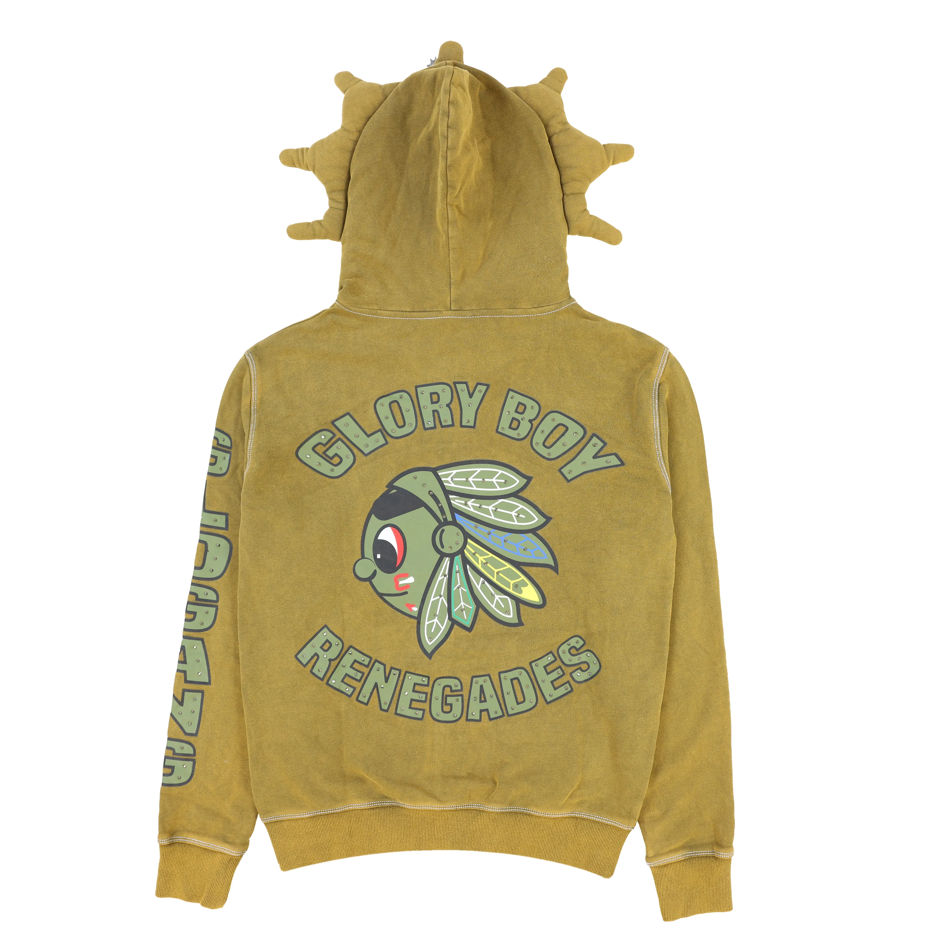 Glo Gang Renegades Full Zip Hoodie (Olive Washed) - Image 2