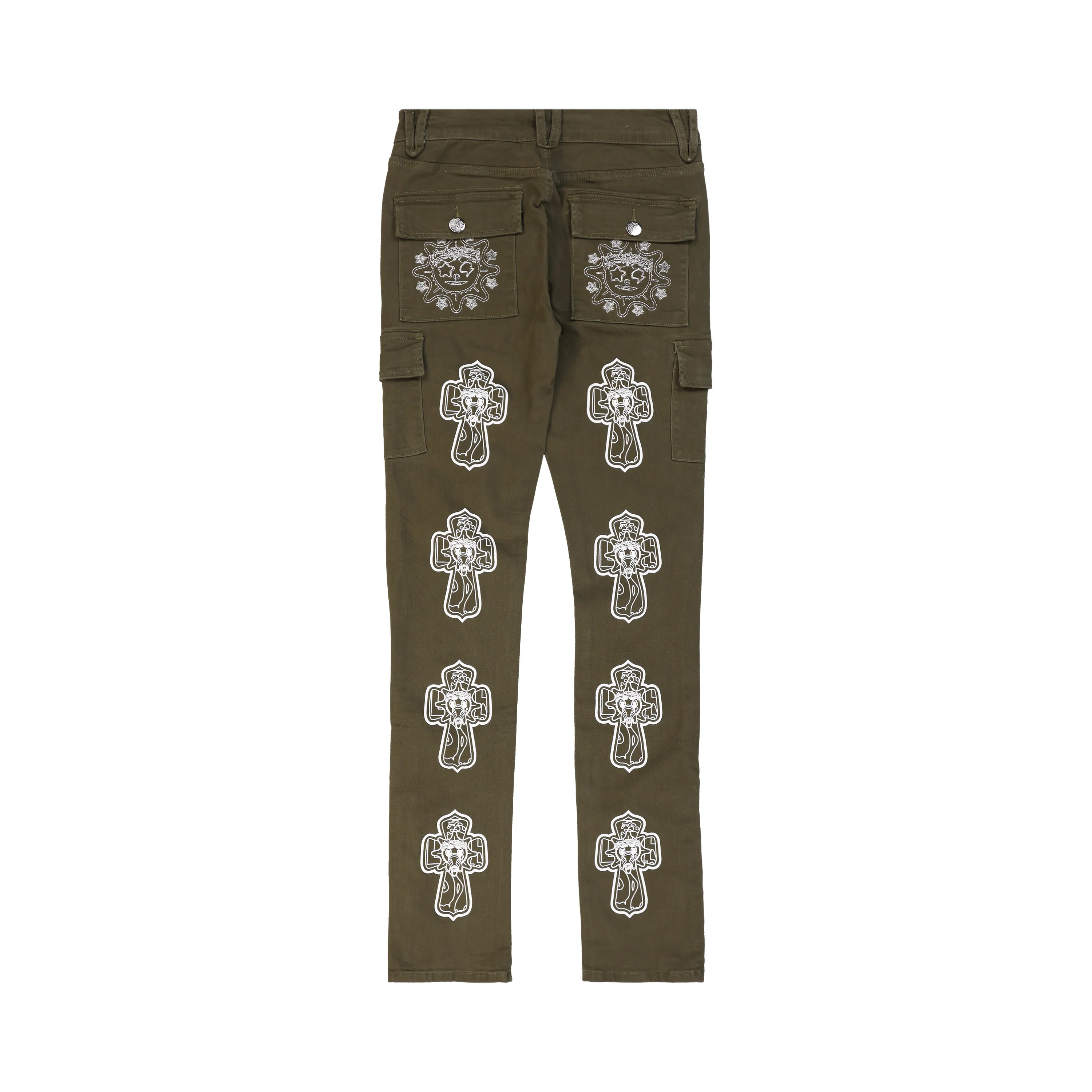 Glo Gang Zip Godet Flare Pant (Olive) - Image 2
