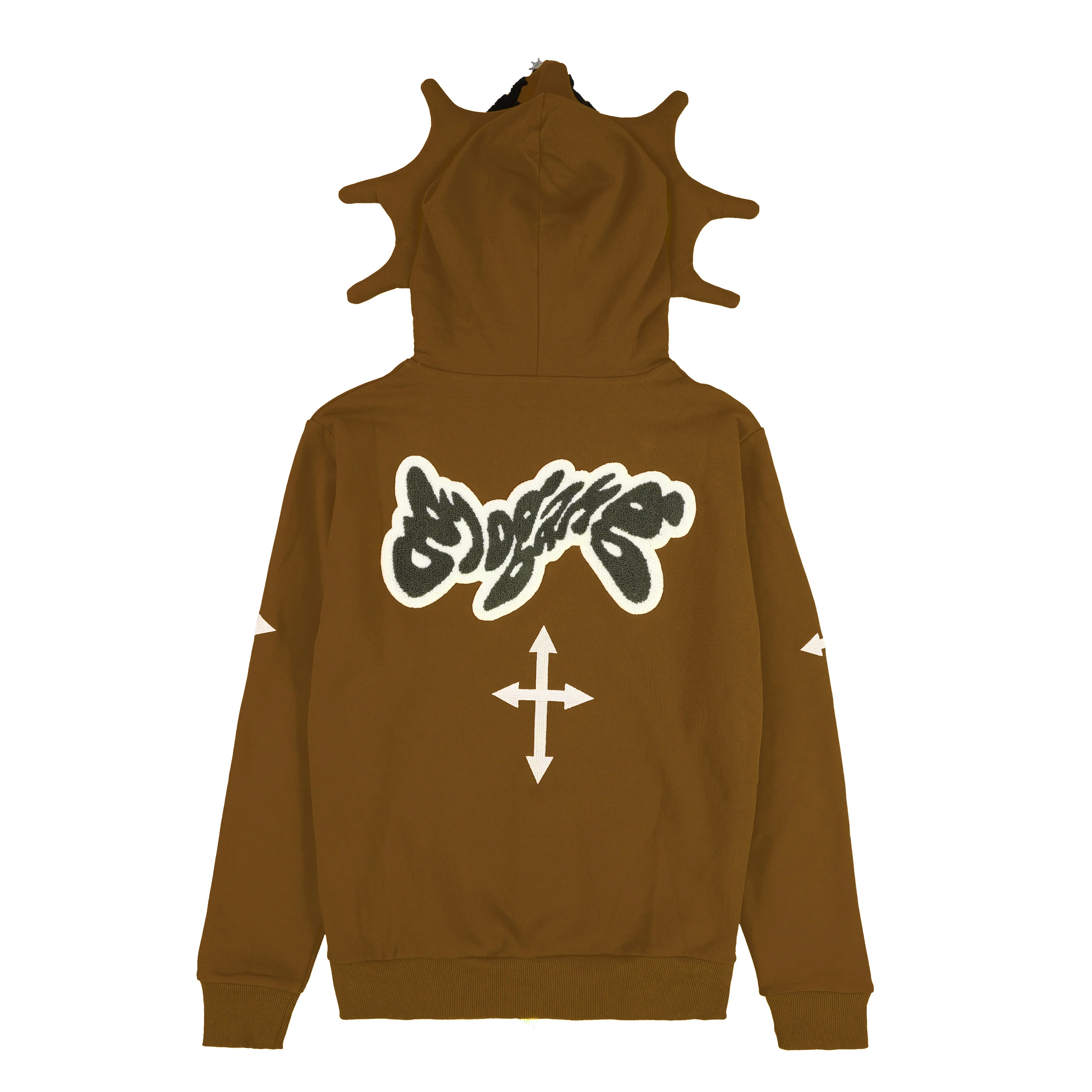 Glo Man Full Zip Hoodie (Brown) - Image 2