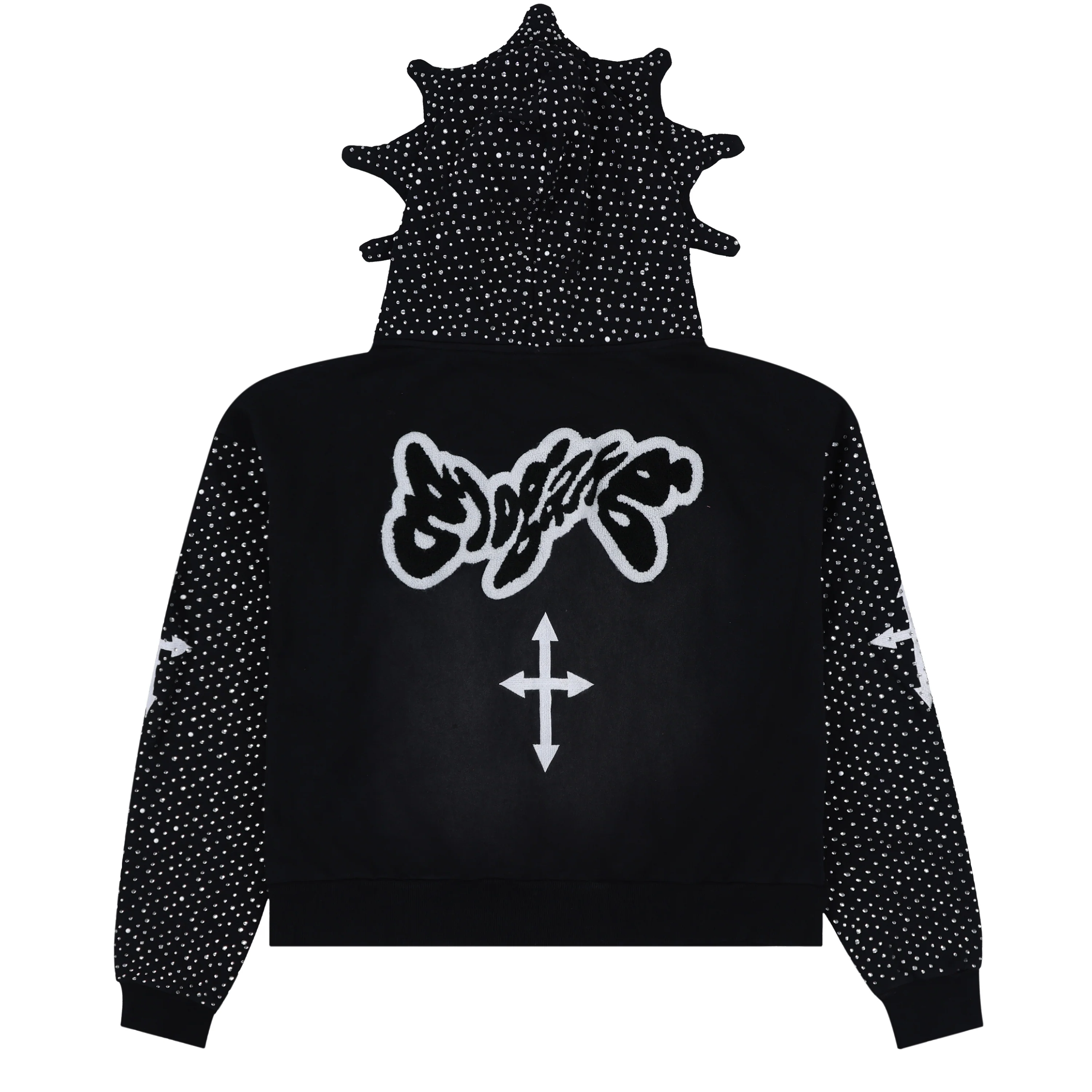 Glo Man Full Zip Pearl Rhinestone Hoodie (Black Pearl) - Image 2