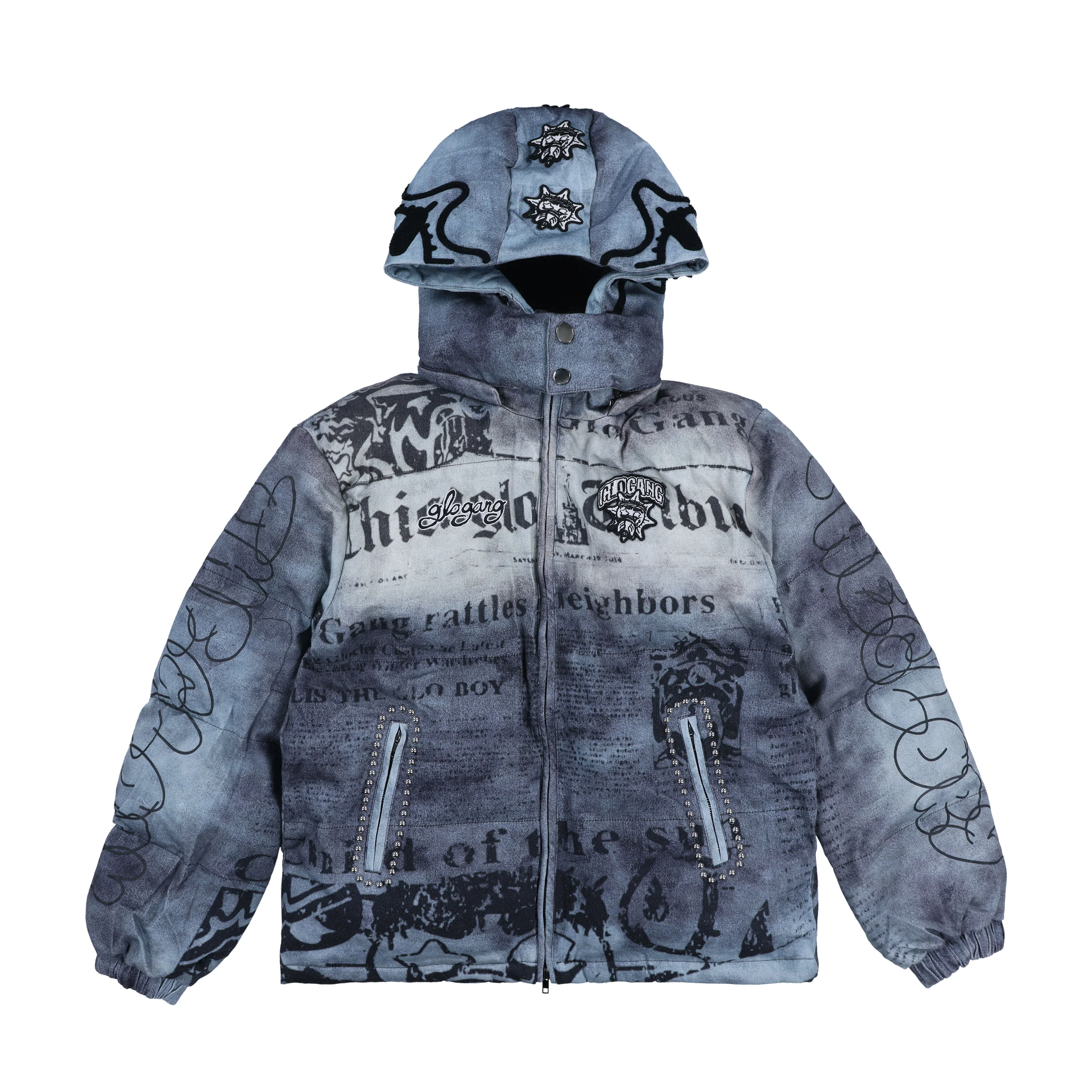Glo Tribune Puffer Jacket (Washed Denim)