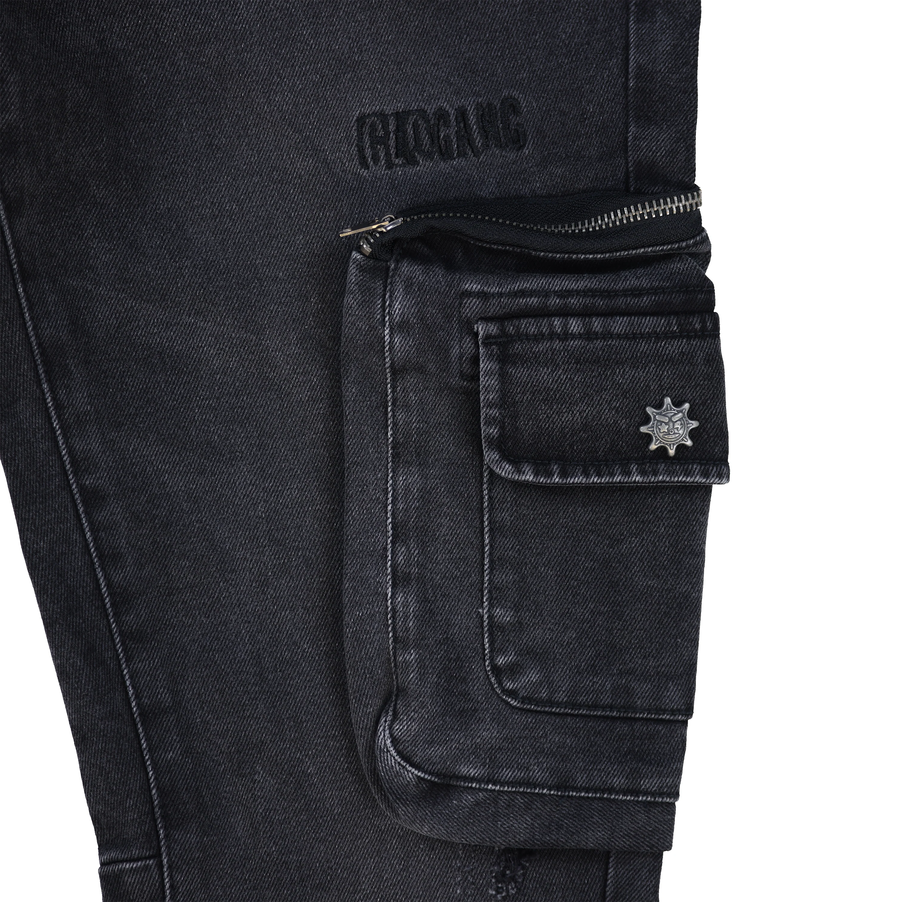 Glo Gang Denim Cargo Flare (Black) - Image 4