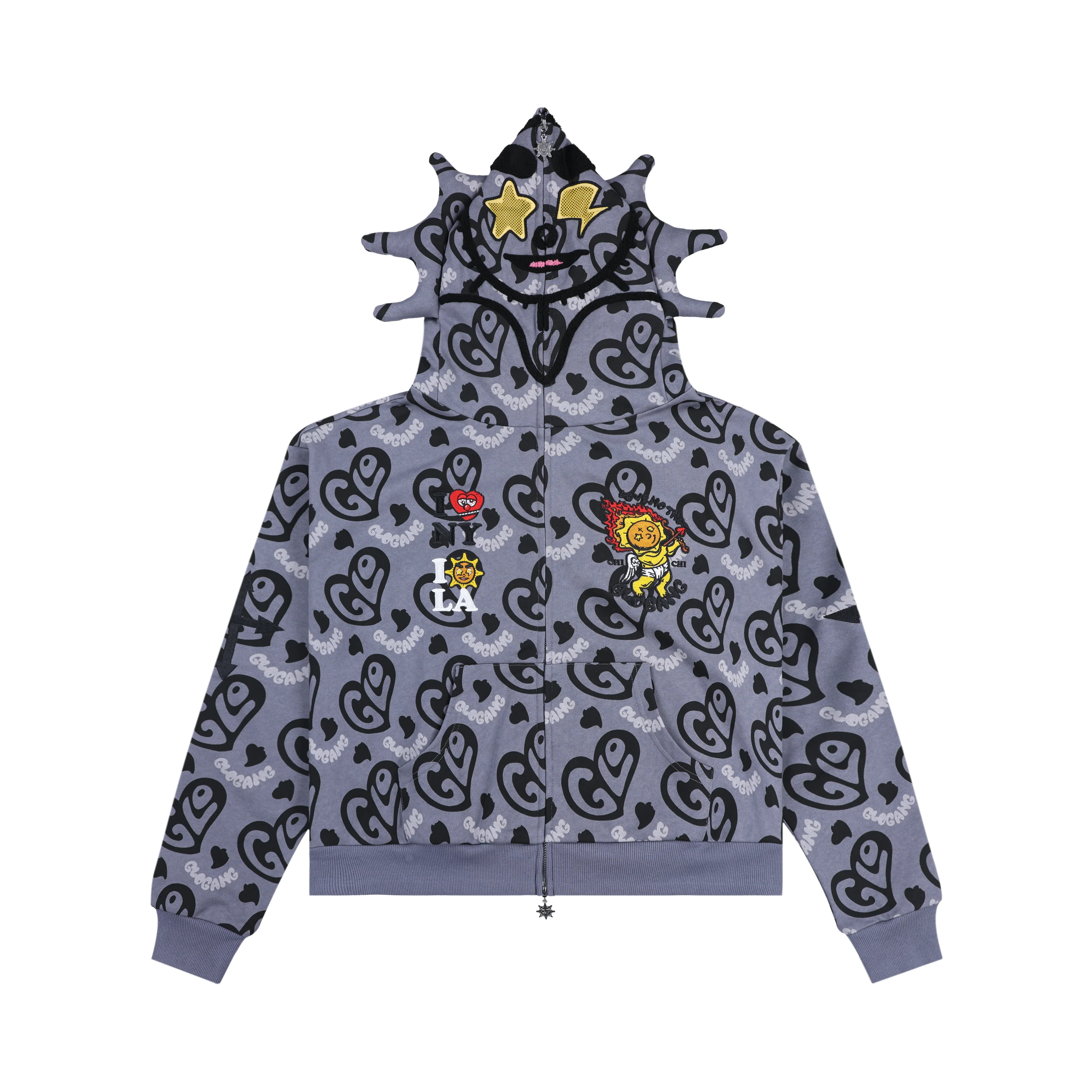 I Heart Glo Full Zip Hoodie (Black)